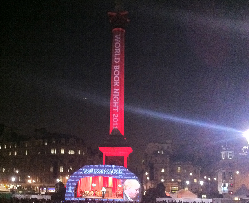 World Book Night Trafalga Square Illumination London Halo Lighting Events