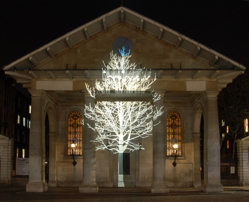 Projection on St Paul's Church Covent Garden Illumination London Halo Lighting