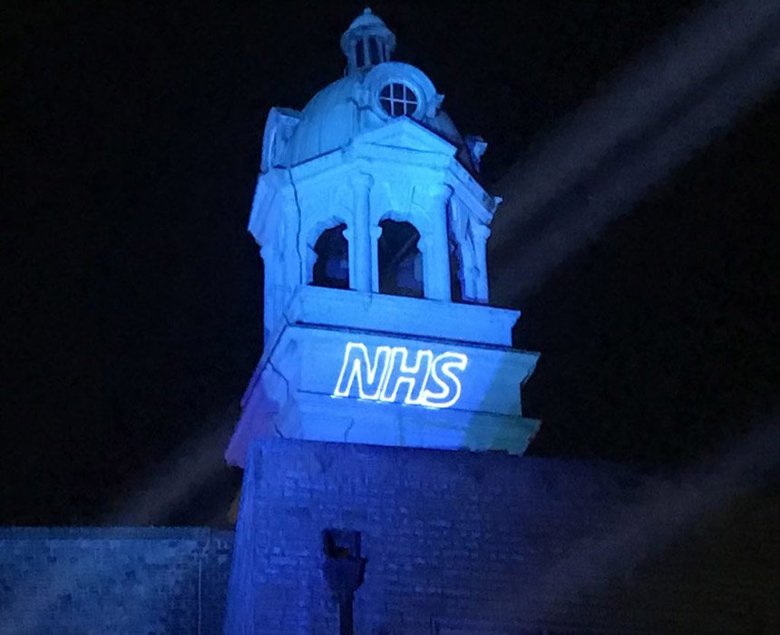 Lighting up the sky for the NHS front line staff Illumination London Halo Lighting