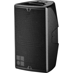 d&b audiotechnik E8 loudspeaker with HALO-compatible design, featuring a durable black enclosure, precision-engineered front grille, and integrated rigging points for flexible installation in professional audio setups