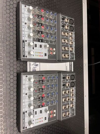 2x Behringer XENYX802 sound desk